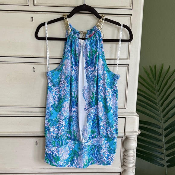 LILLY PULITZER bowen halter top size S In Las olas Strong Current - Picture 1 of 8